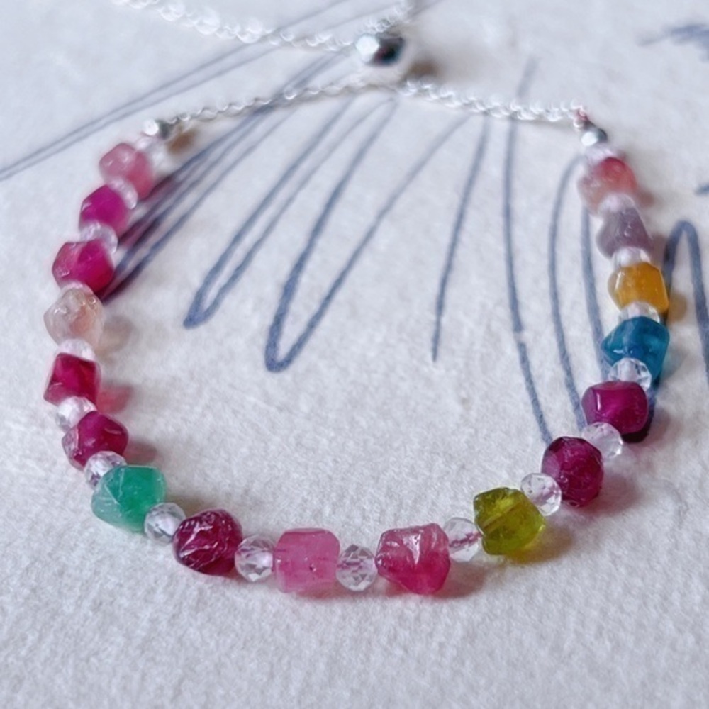 COPY - Sterling Silver plated Natural Tourmaline Bracelet A-8